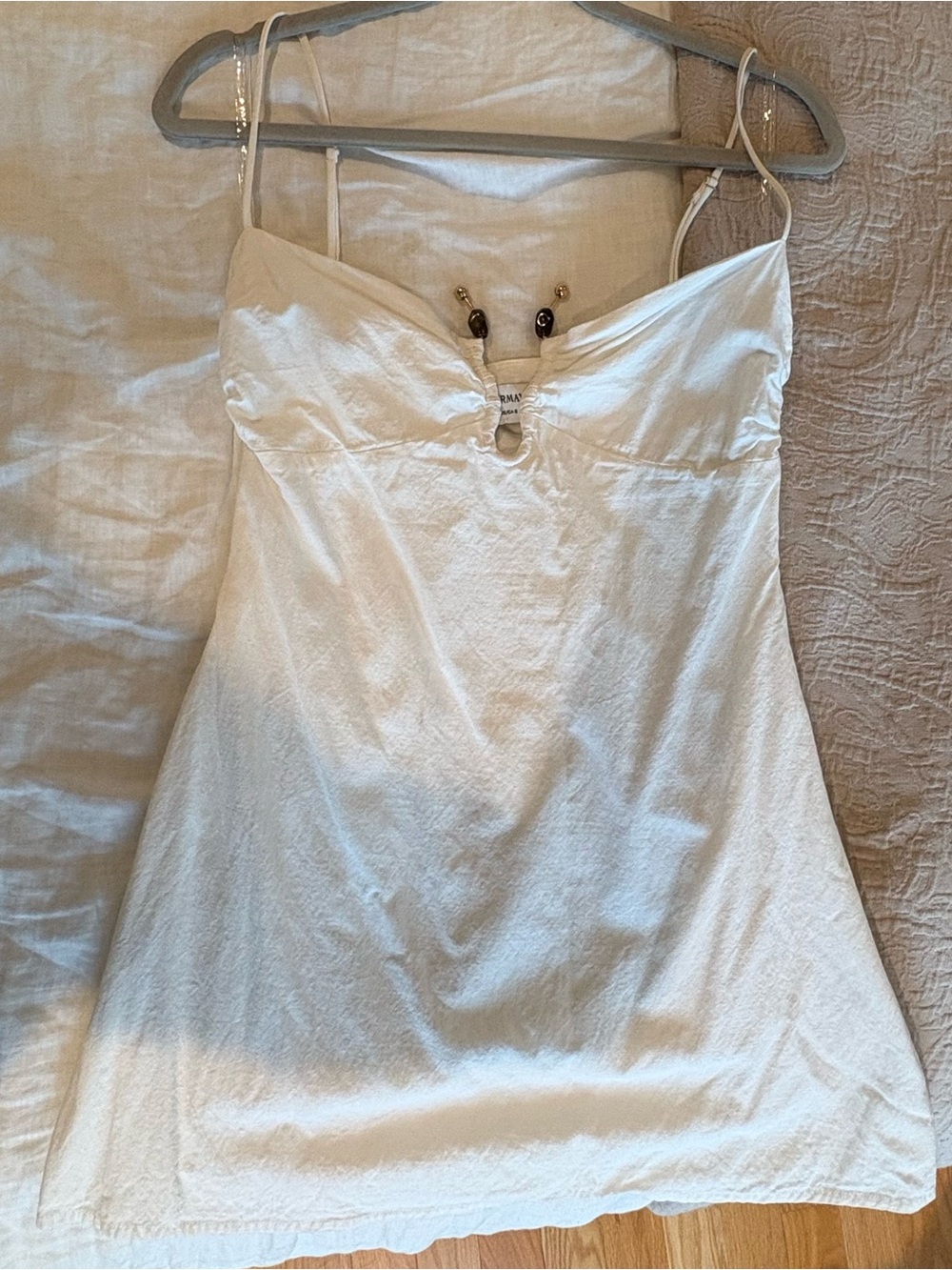 Peppermayo White Spaghetti Strap Mini Dress